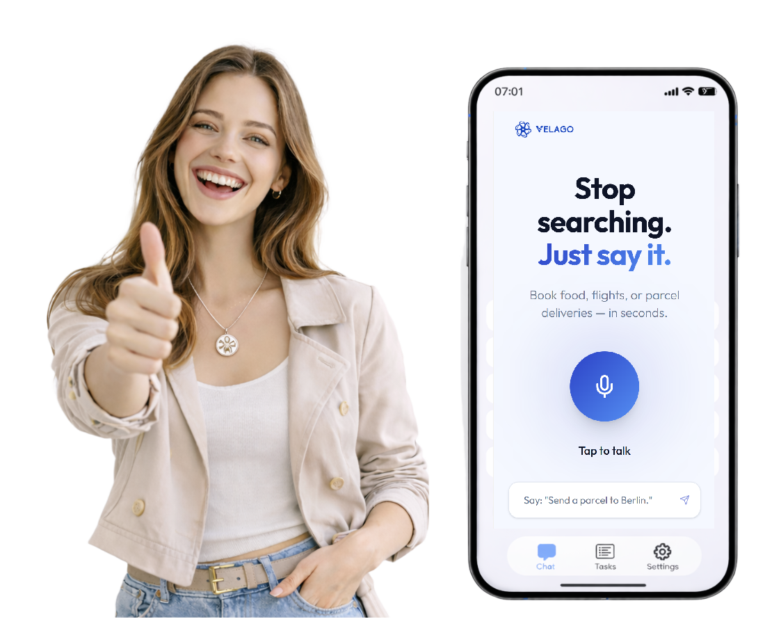 Woman using AI assistant app on phone